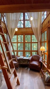 Magical Trillium ✨ These reading chairs are the perfect spot to cozy up with a good book and take in the sweeping views of our fairytale forest 🌲 #treehousepoint #trillium #nelsontreehouseexperience | Treehouse Point