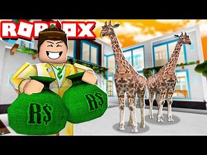 CAPTUREI GIRAFAS NA FLORESTA E COMPREI UMA MANSÃO NO ZOOLÓGICO DO ROBLOX!! (🐘 Zoo Simulator)