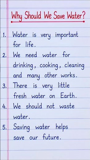 Why Should We Save Water? 5 lines 💧 | 5 Lines on Save Water | Water Awareness Short Video