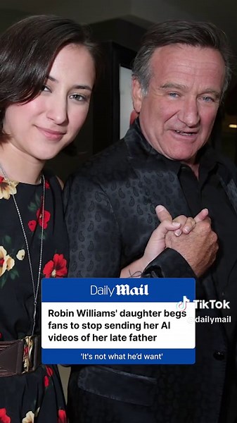 Zelda Williams has begged fans to stop sending her AI-generated videos of her late father Robin Williams. The Hollywood legend died by s*icide at the age of 63 in 2014 at his home in Tiburon, Paradise Cay, California. Taking to her Instagram Stories on Monday, Zelda, 36, urged people to stop messaging her with AI recreations of her father’s likeness and voice. Read more at DailyMail. #celebritynews #robinwilliams #ai