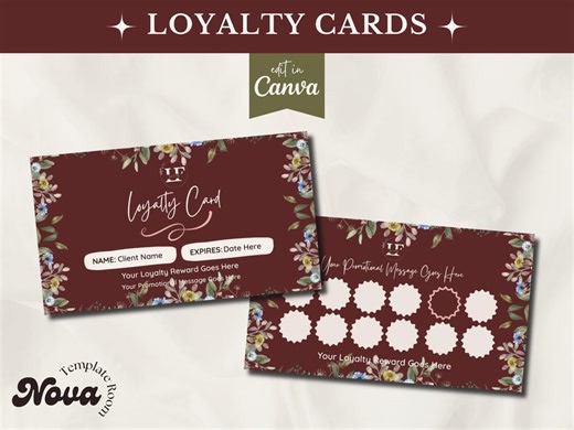 Canva Retro Loyalty Card Templates, Editable DIY Branding for Feminine, Handmade and Boutique Brands, Luna & Fig - Etsy