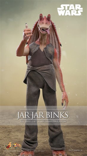 Hot Toys on Instagram: "“How wude! You haven’t added meesa to your display yet?”. Love him or not, Jar Jar Binks is now in 1/6th scale Collectible Figure form! This 1/6th scale figure brings the clumsy Gungan to life, featuring seamless silicone arms for lifelike poses and a magnetically attachable tongue for added mischief. With two interchangeable face sculpts and two pairs of interchangeable eyes, you can recreate every iconic “Meesa” moment, from “Hello, boyos!” to “Meesa sorry!”. Dressed in