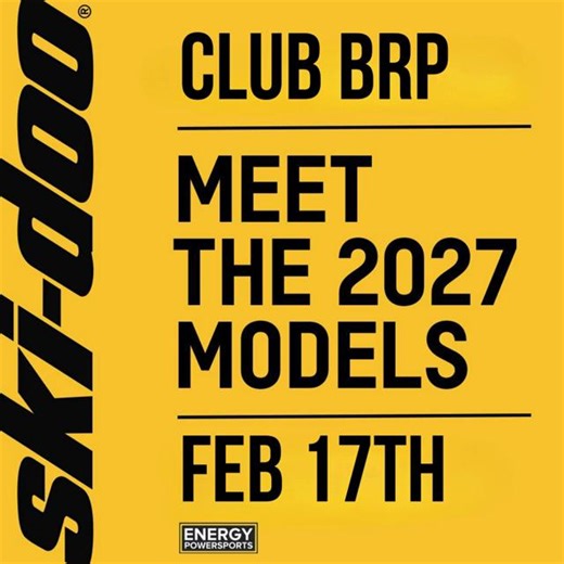 🔥 CLUB BRP 2027 — LIVE REVEAL EVENT 🔥 Be the first to experience the future of snowmobiling at Club BRP 2027, live at Energy Powersports! 🚨 See the ALL-NEW 2027 Ski-Doo & Lynx models 🧩 Explore brand-new accessories & upgrades 🛒 Pre-order your custom 2027 sled 💥 Access exclusive BRP Energy Powersports offers 🎁 BRP / Ski-Doo swag bags 🍔 Food & beverages available 🎟️ FREE ADMISSION — no ticket required! This is your chance to get hands-on with the next generation before anyone else. 📍 Ene
