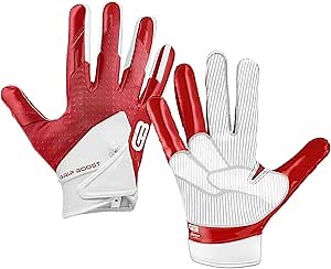 Grip Boost Peace Football Gloves Pro Elite - Adult Sizes (Crimson, Medium)