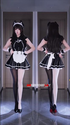 Cute Black & White Cat Maid Cosplay 😻✨ #trending
