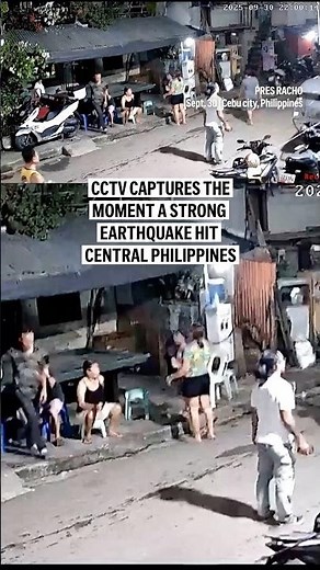 CCTV captures the moment a strong earthquake hit central Philippines