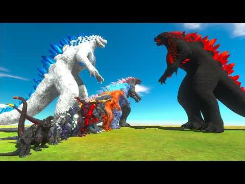 What If Growing Blue Shimo Godzilla VS Red Evil Itself - Animal Revolt Battle Simulator