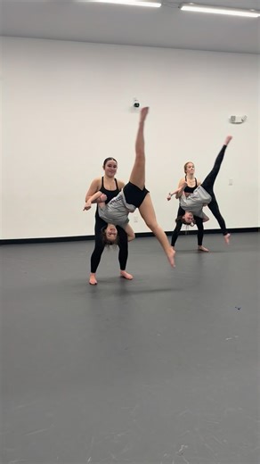 Miss Jayde on Instagram: "Try out this partner cartwheel variation with a friend today! 🤩🙌 Hook elbows with your far arm to make a regular partner cartwheel a bit different! #acro #dance #acrodance #partnertricks #acrobaticarts"