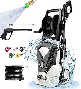 Homdox 2850PSI Electric Pressure Washer 1.7GPM Power Washer 1800W High Pressure Cleaner Machine with 5 Nozzles Foam Cannon,Best for Cleaning Homes, Cars, Driveways, Patios (Wihte)