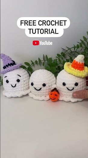 Check out my 3-in-1 crochet ghost tutorial! #crochetting #halloweencrochet #amigurumighosts