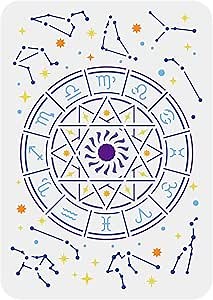 FINGERINSPIRE Astrolabe Stencil for Painting 8.3x11.7inch Reusable Constellation Drawing Template Zodiac Glyphs Symbols Wall Painting Stencil Horoscope Wheel Chart Stencil DIY Home Decor