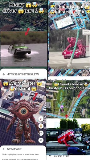 😱I found a strange😱lobster car 🚗/eye monster 👁️ in the Google Earth🌎😱#viral #shocking #youtubeshort
