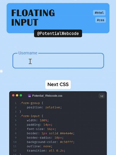 Floating Label Input Field with HTML CSS Tutorial