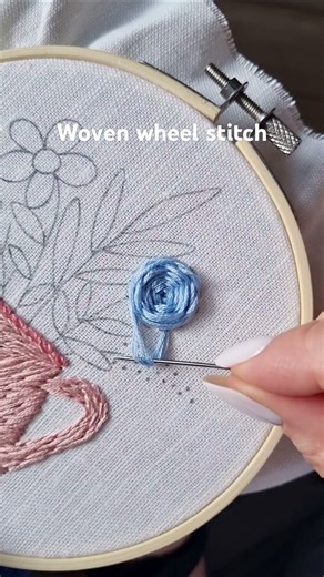 3D Flower with Woven Wheel 🌸 | From Happy Garden 2 #embroidery #handembroidery #stitch #art #craft