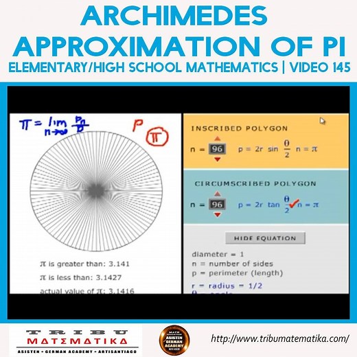 Archimedes Approximation of Pi #rolandoasisten | Video no. 145 In this video, we are going to revisit some math history, specifically the method used by the great mathematician Archimedes to approximate the value of Pi using construction and geometric properties. # Old Videos recorded 8 years ago | Asisten and German Academy