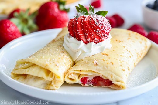 Learn how to make crepes from scratch! These delicate crepes are thin, buttery, and downright delicious. This is the only recipe you’ll ever need! RECIPE: https://simplyhomecooked.com/how-to-make-crepes-perfect-every-time-video/ | Simply Home Cooked
