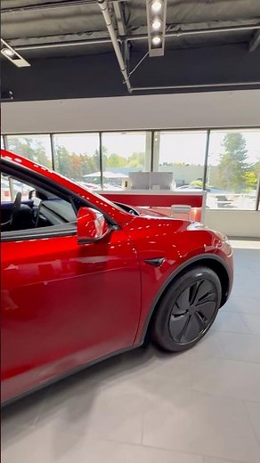 2026 Tesla Model Y Juniper in Ultra Red Color | Exterior with 19" Cross Flow Wheels