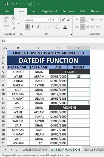 MS Excel DATEDIF Function. Calculate Years and Months Fast