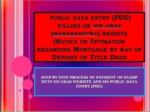public data entry (PDE) filling on IGR GRAS website (Notice of Intimation regarding Mortgage)