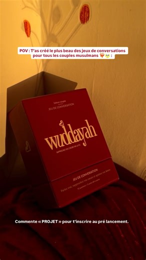 Rapprocher les cœurs, apaiser les âmes. on Instagram: "Ça y est 🥹❤️‍🔥 Je peux enfin t’annoncer le projet sur lequel je travaille depuis des mois. J’ai réalisé que : beaucoup de couples musulmans ne se connaissent pas vraiment. Ils vivent ensemble, mais passent leur temps à scroller. Les actes d’adoration existent… mais souvent chacun de son côté. Alors j’ai créé une solution. WUDDAYAH 🥹❤️‍🔥 Un jeu de conversations pour couples musulmans. Pour poser le téléphone et se parler vraiment. Pour se