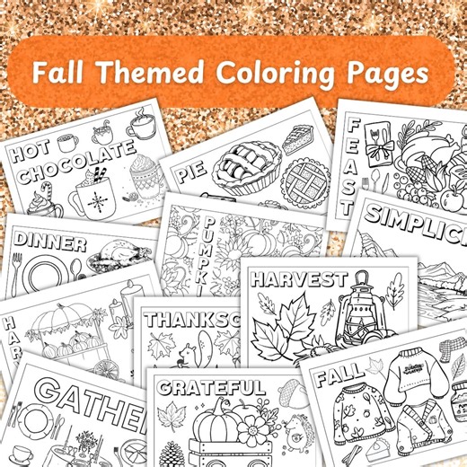 Fall Coloring Pages – 20 Autumn Activity Sheets (PDF Download) - Etsy