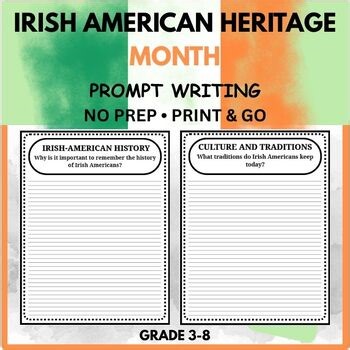 Irish-American Heritage Month Writing Prompts – 20 Cultural Prompts (Grades 3–8)