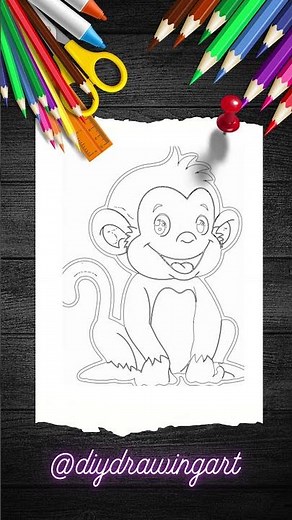 How to Draw a Cute monkey cartoon Easy Step-by-Step Tutorial for Kids & Beginners. #easydrawing