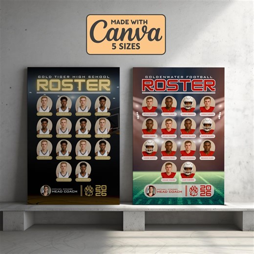 Editable Basketball Player Team Roster, Printable Travel Any Sport Team Roster With Photo, Custom Football Mascot Allstars, Canva Template