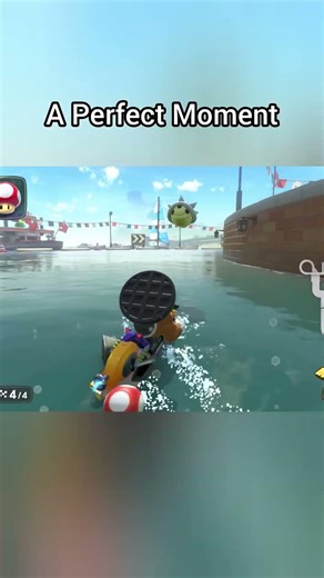 A Perfect Moment For A Mushroom. Blue Shell Dodge. Mario Kart Worlds #shorts #mariokart