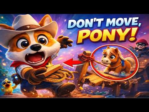 One Rope, Two Planks! Pony Bridge Rescue | Amazing Sheriff Corgi Cartoon Saves Funny Animals On Farm
