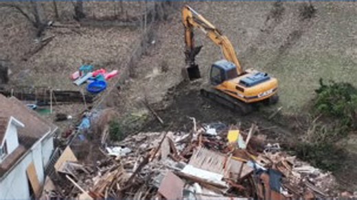 Davenport house collapse: Drone video