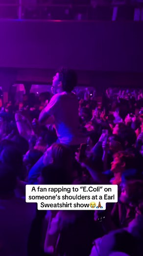 A fan rapping to “E.Coli” on someone’s shoulders at a Earl Sweatshirt show😭🙏🏾 Via: devaneecrawford/IG #earlsweatshirt #song #music #hiphop