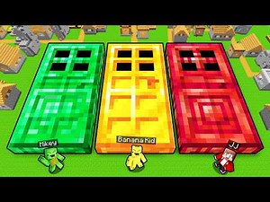 JJ vs Mikey vs Banana Kid: TREASURE DOOR BATTLE in Minecraft!