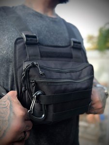 Black Tactical Chest Bag With Adjustable Strap for Activities, Small Cordura Chest Pack, Cicling/moto Rig Bag, EDC Bag - Etsy
