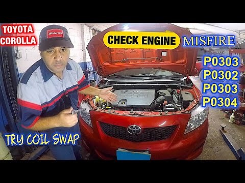 Toyota Corolla Cylinder misfire, p0301 p0302 p0303 p0304 igntion coil balnce test and replace