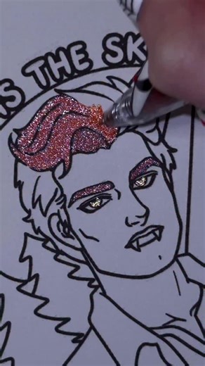 My updated Edward Cullen drawing, colored with ZSCM and 1 Pentel pen (red background) #twilight #edwardcullen #twilightinstagram #ratties #satisfying #rattiesofinstagram | Alba Leon Coloring Books