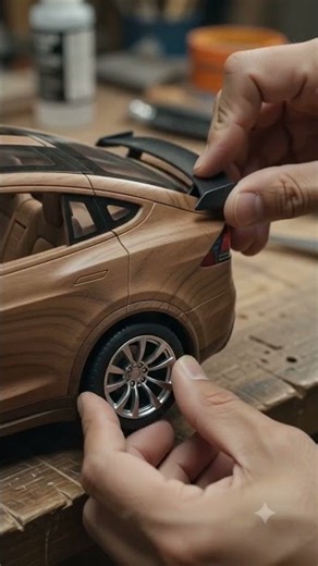 Crafting a Realistic Wooden Tesla Model X🪵🔥 #shorts #trending #viralshorts #asmr #cars #tesla
