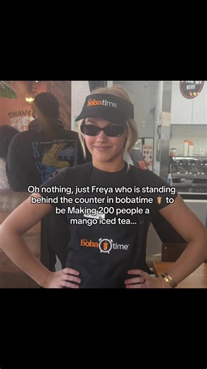 She is just a girl living her boba life 🧋 #freyaskye #frizzle #freyaandboba #mangoicedtea #herfavrit @Freya Skye