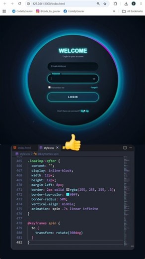 Animated Login Form using HTML & CSS 🔥 | Modern Login UI #shorts #html #css #webdevelopment