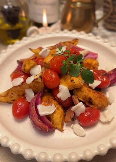 Poulet à l’airfryer au chèvre, tomates et citron — recette facile