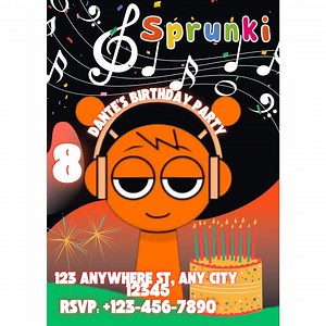 Sprunki Boys Birthday Party Invitation Canva Template – Fun & Customizable Invite for an Exciting Celebration - Etsy