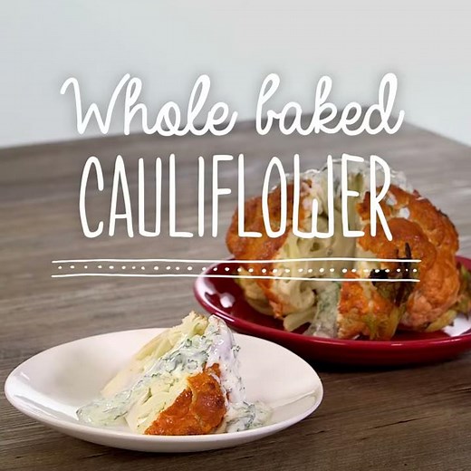 Whole baked cauliflower