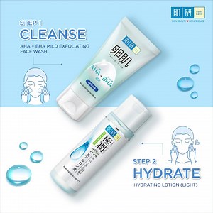 5.3K views · 359 reactions | Struggling with a shiny face, blocked pores and breakouts? The 2-step solution is here! Cleanse and exfoliate with our AHA+BHA Mild Exfoliating Face Wash, then hydrate and rebalance with Hydrating Lotion (Light) for smooth, oil-free skin. ! | MY Hada Labo | Facebook