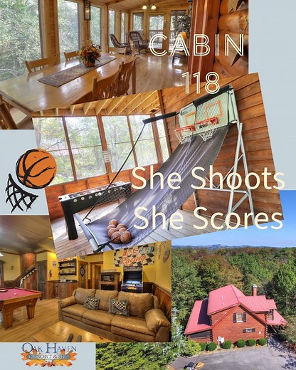 3.2K views · 25 reactions | Cabin 118 It's a 4 Bedroom with a game room jam packed with fun games for all! This cabin sleeps up to 14 guests. Call today to book your next stay at 1-800-652-2611 | Oak Haven Resort | Facebook