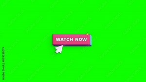 Watch now button animation. Loop video. Alpha channel, 4k, 60fps. Call To Action Button.