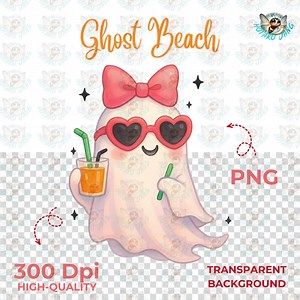 Ghost Summer Clipart, Summerween Png, Creepy Beach Png, Ghost Summer Png, Halloween Clipart, Ice Cream & Vacation - Etsy