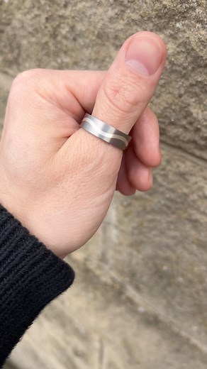 Who likes a stripy co-ord?  Our Loxley wave inlay design is available in different widths and colours, to reflect your style. It’s also very satisfying to spin around  Here’s a 7mm wide titanium and silver beauty! #Titanium #ring #jewellery #titaniumjewellery #wave #ringdesign | Flinn And Steel | Facebook