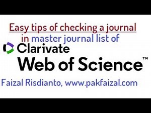 HOW TO CHECK A JOURNAL IN WEB OF SCIENCE MASTER JOURNAL LIST