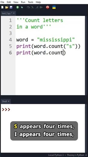 Discover Python's Counting Magic! ✨ #PythonProgramming #CodingTips #StringProcessing