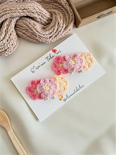 Crochet Flower Snap Clip Set – 2 Pcs | Handmade Floral Hair Clips for Girls | Soft Cotton Barrette | Spring Summer Hair Accessories - Etsy